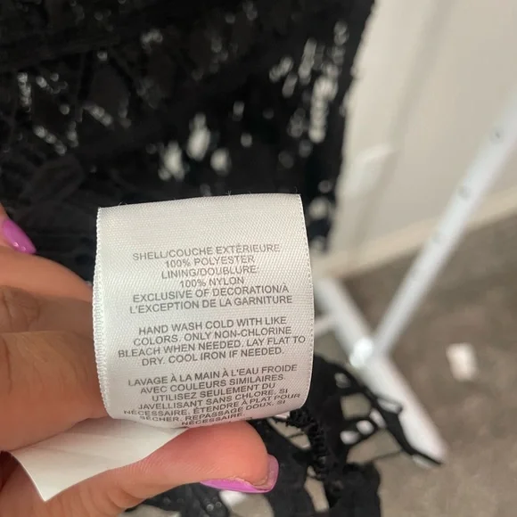 Express Black Floral Design Lace Blouse - Picture 7 of 7